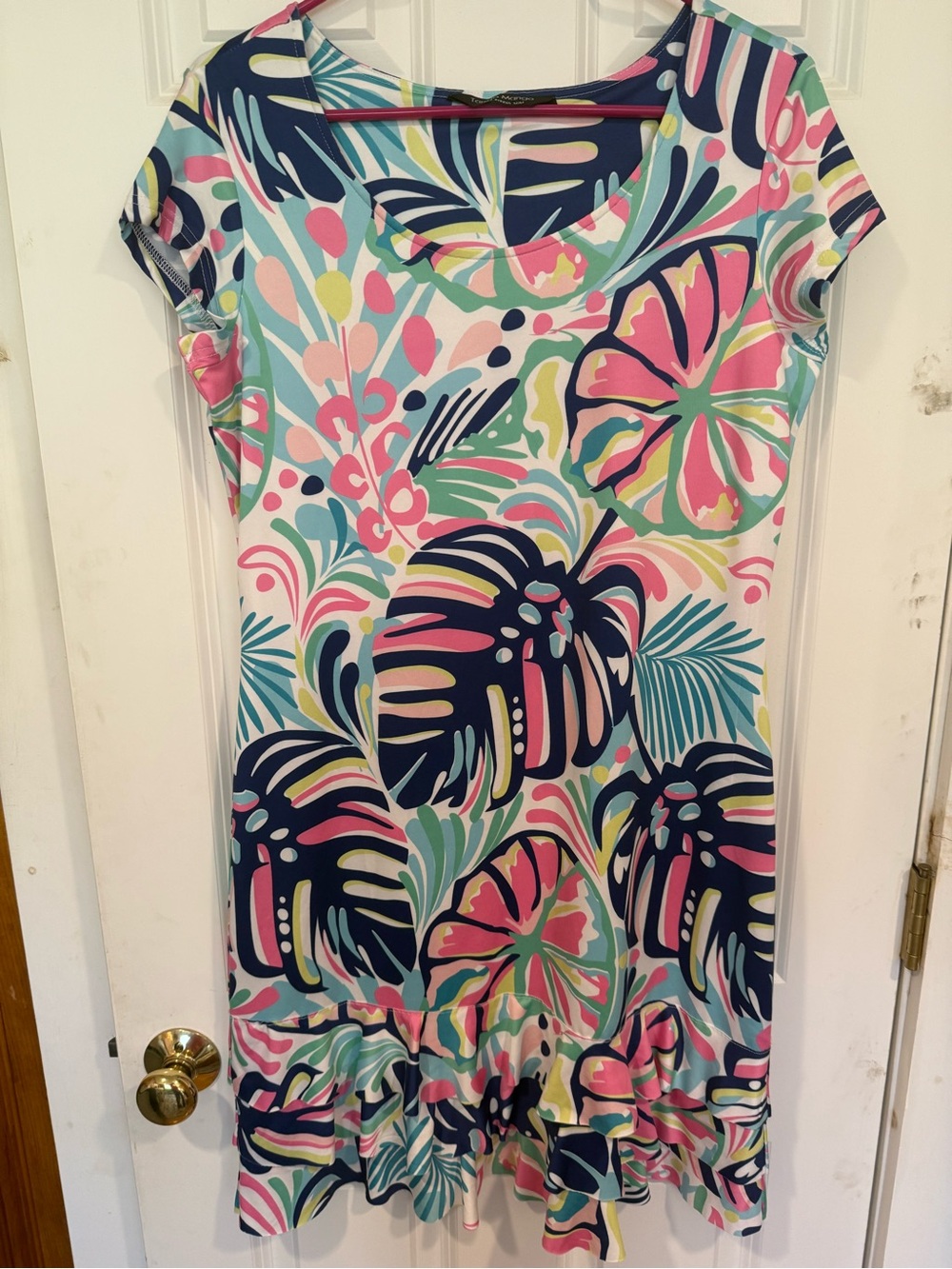 Tropical Print Cap Sleeve Dress - Multicolor
